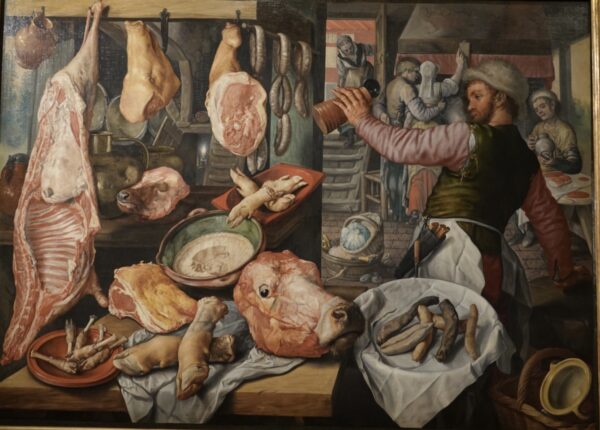 Joachim Beuckelaer(Anvers, vers 1533 - Anvers, vers 1574) La Boutique du boucher macelleria), 1568 Huile sur bois Naples, Museo e Real Bosco di Capodimonte, 2022